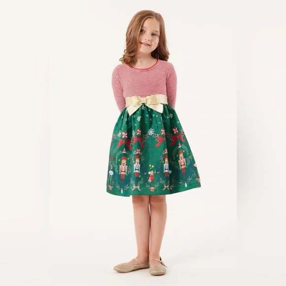 open lace back dress Pink Nutcracker Holiday Dress & Headband for Girls main image 1